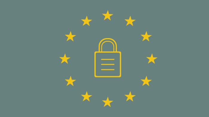EU-Flagge in der ein Schloss in der Mitte abgebildet ist, was für das EU-US Privacy Shield steht