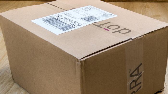 Package with attached shipping label