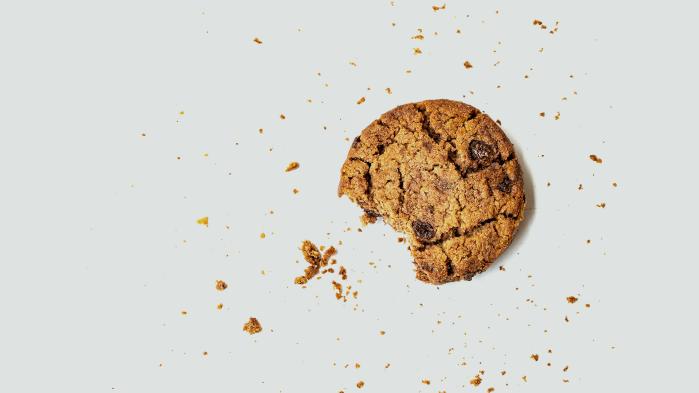 Keks mit Brösel welcher für Cookies im Bezug auf Datenschutz steht