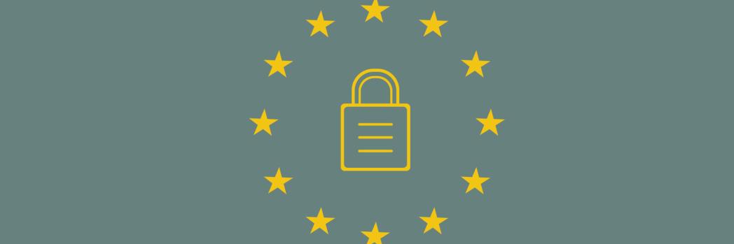 EU flag with a lock in the middle, which stands for the EU-US Privacy Shield