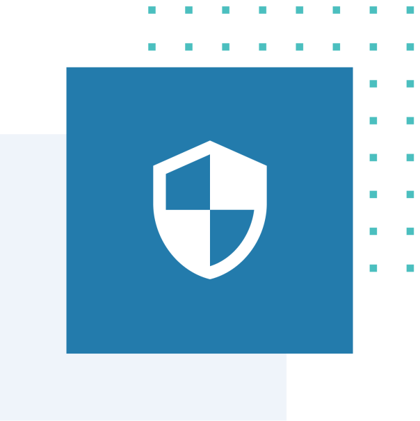 A business continuity system as a remedy in the event of a TMS failure A white shield is shown on a blue background.