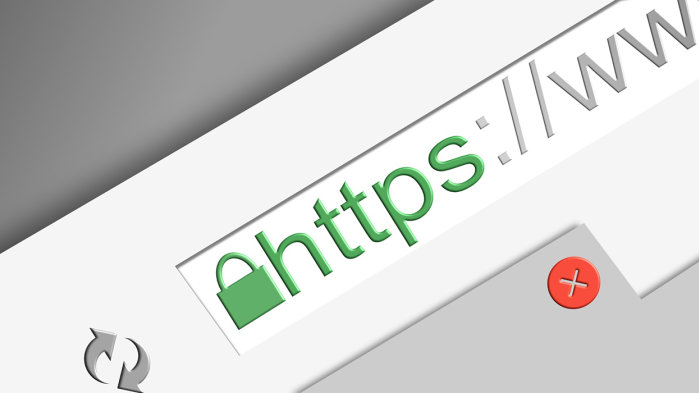 Green SSL certificate of an opened website