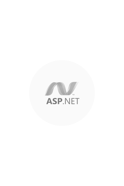 Ein dunkelgraues Logo ASP.NET auf hellgrauem Kreis.