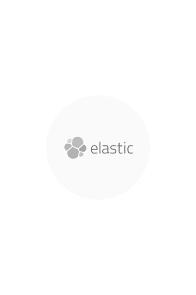 Ein dunkelgraues Logo elastic auf hellgrauem Kreis.