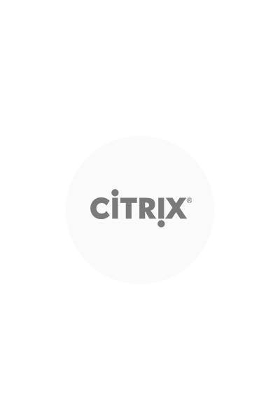Ein dunkelgraues Logo CITRIX auf hellgrauem Kreis.