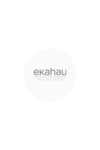 Ein dunkelgraues Logo ekahau auf hellgrauem Kreis.