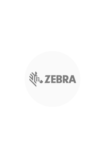 Ein dunkelgraues Logo ZEBRA Technology auf hellgrauem Kreis.