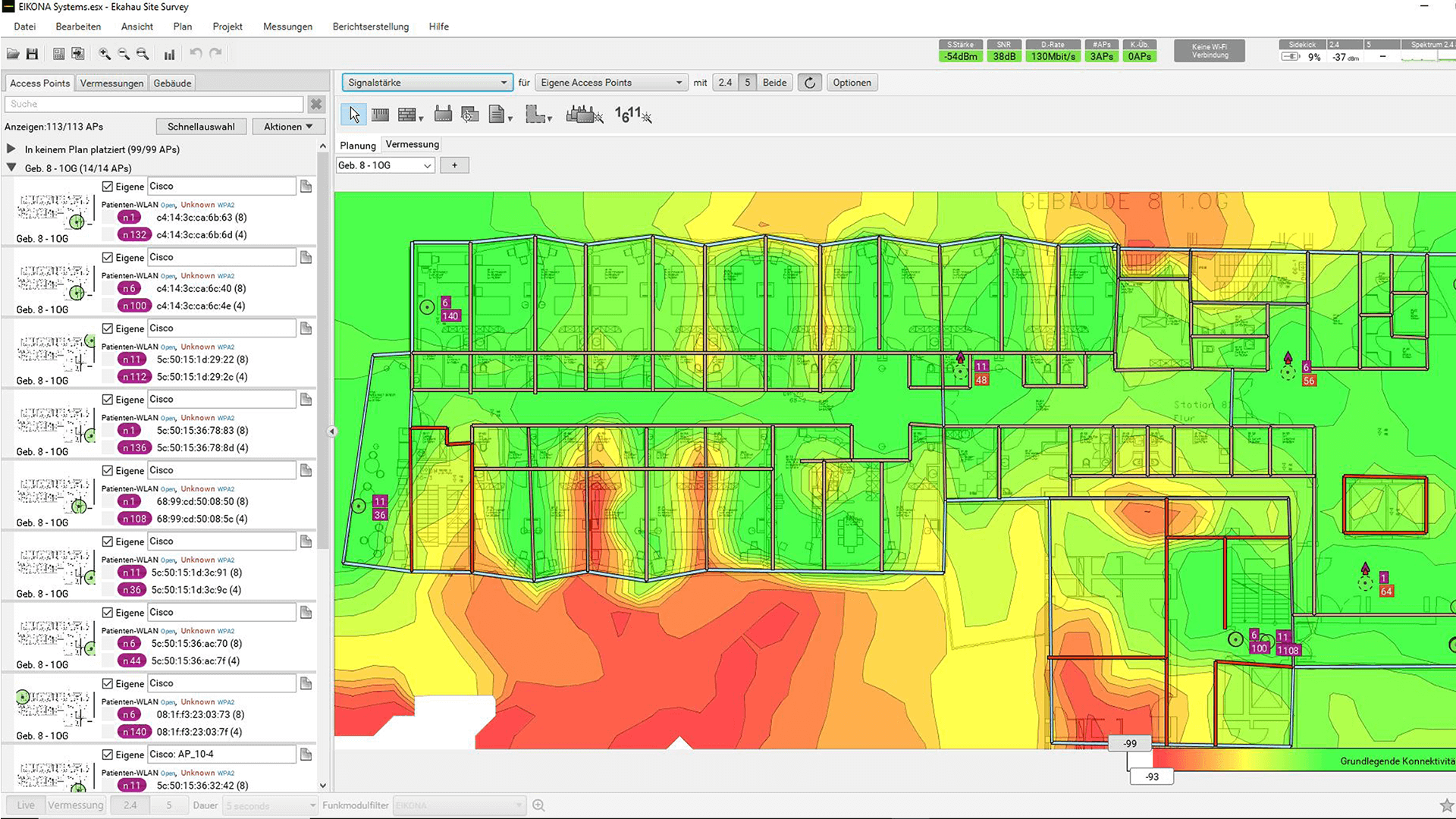 Wi-Fi planning in a heat map